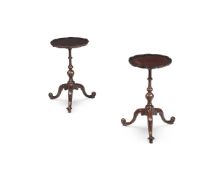 A MATCHED PAIR OF MAHOGANY TRIPOD TABLES OR CANDLESTANDS, CIRCA 1760 AND LATER