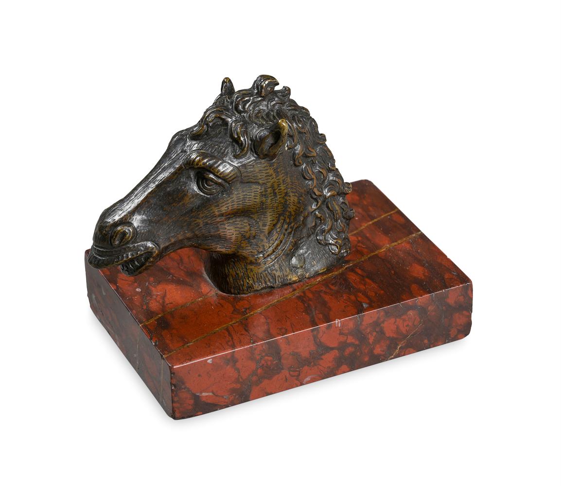 A BRONZE HORSE HEAD, IN THE 16TH CENTURY PADUAN STYLE, POSSIBLY LATE 18TH OR EARLY 19TH CENTURY - Image 2 of 3