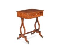 Y A REGENCY BURR ELM AND BURR MAPLE SIDE TABLE, CIRCA 1815