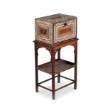 Y AN INDO-PORTUGUESE ROSEWOOD AND IVORY INLAID CABINET ON STAND, THE CABINET 17TH CENTURY
