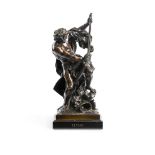 AFTER JACQUES BOUSSEAU (1681-1740), A BRONZE FIGURE OF ULYSSES STRINGING HIS BOW, LATE 19TH CENTURY