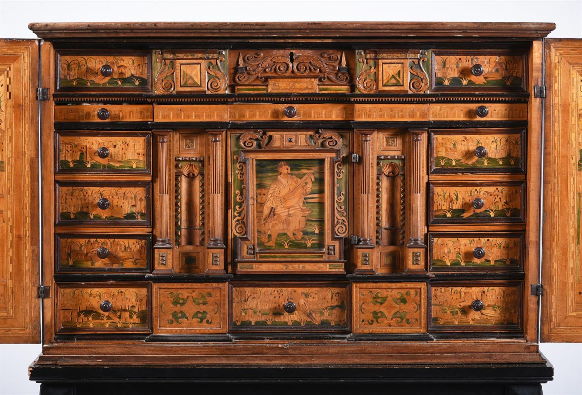 Y A SOUTH GERMAN SYCAMORE, FRUITWOOD AND SPECIMEN MARQUETRY COLLECTOR'S CABINET - Image 4 of 9