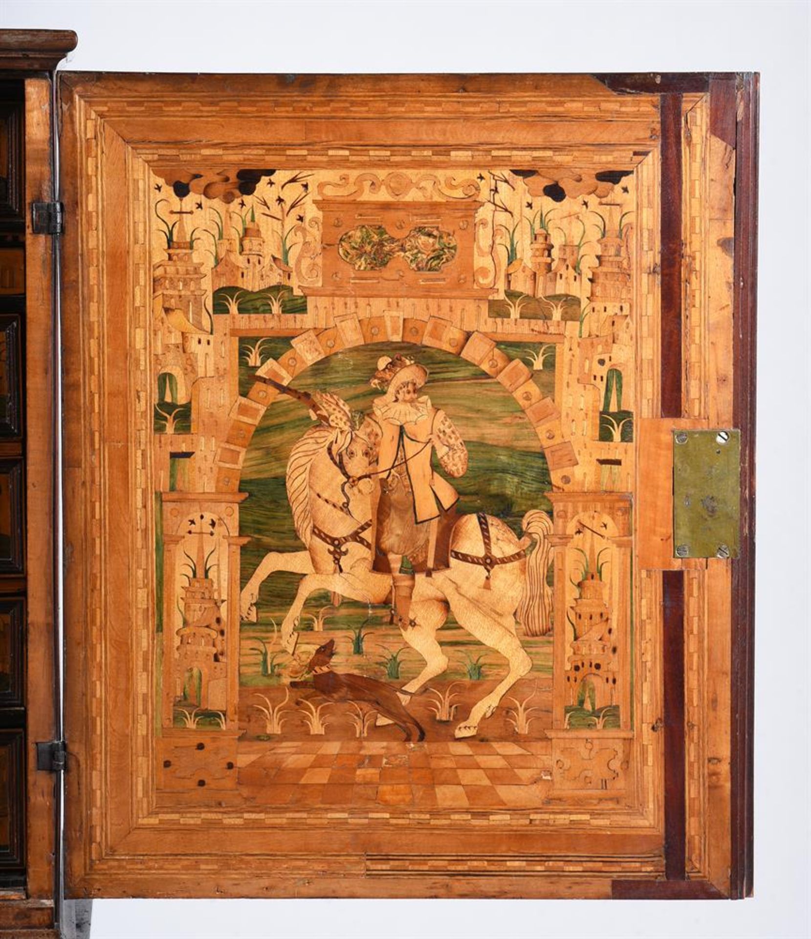 Y A SOUTH GERMAN SYCAMORE, FRUITWOOD AND SPECIMEN MARQUETRY COLLECTOR'S CABINET - Image 5 of 9