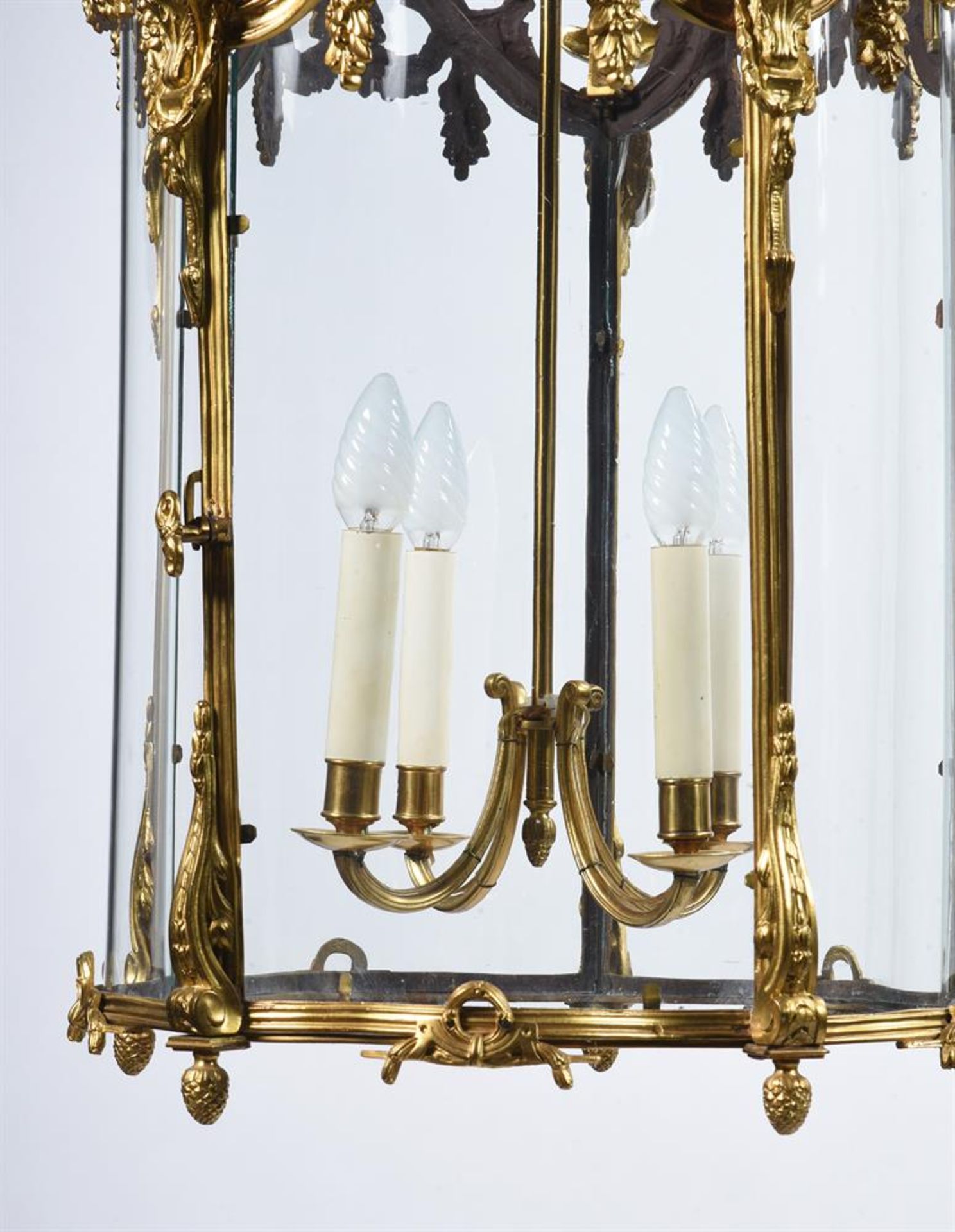 A PAIR OF GILT BRONZE HALL LANTERNS, 19TH CENTURY AND LATER - Image 4 of 5