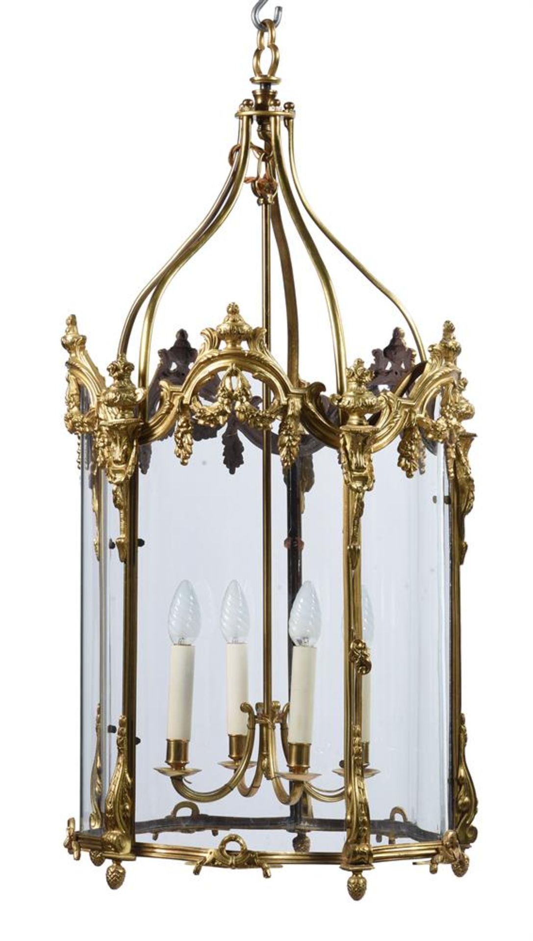 A PAIR OF GILT BRONZE HALL LANTERNS, 19TH CENTURY AND LATER - Image 2 of 5