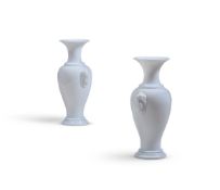 A LARGE PAIR OF OPAQUE GLASS VASESIN THE MANNER OF BACCARAT, 19TH CENTURY