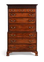 A GEORGE III MAHOGANY CHEST ON CHEST, CIRCA 1770