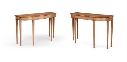A PAIR OF BURR OAK AND OAK SERVING OR SIDE TABLES, OF RECENT MANUFACTURE