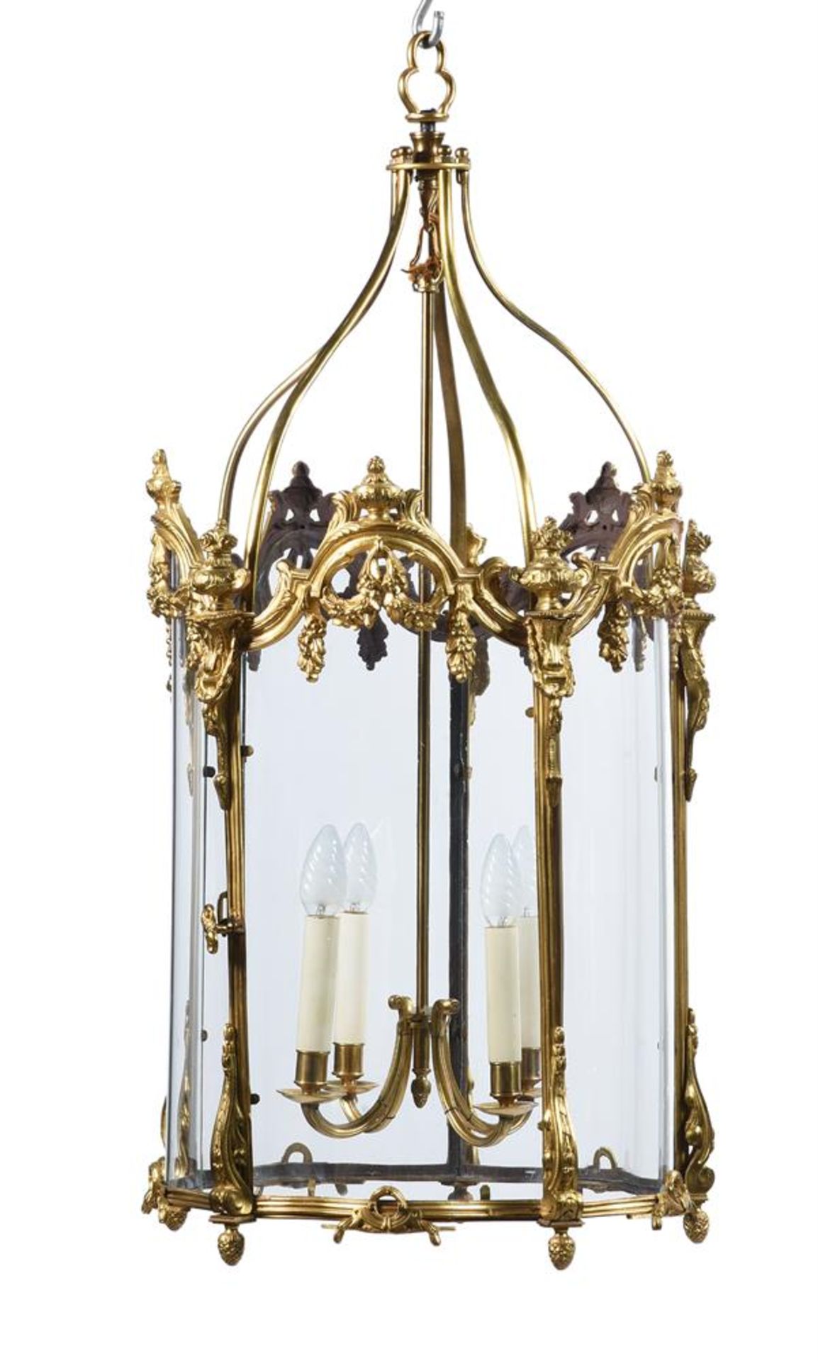 A PAIR OF GILT BRONZE HALL LANTERNS, 19TH CENTURY AND LATER - Image 3 of 5