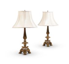 A PAIR OF ORMOLU TABLE LAMPS, 19TH CENTURY