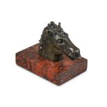A BRONZE HORSE HEAD, IN THE 16TH CENTURY PADUAN STYLE, POSSIBLY LATE 18TH OR EARLY 19TH CENTURY