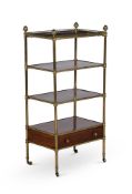 Y A FINE REGENCY ROSEWOOD AND GILT BRASS MOUNTED FOUR TIER ETAGERE, CIRCA 1815