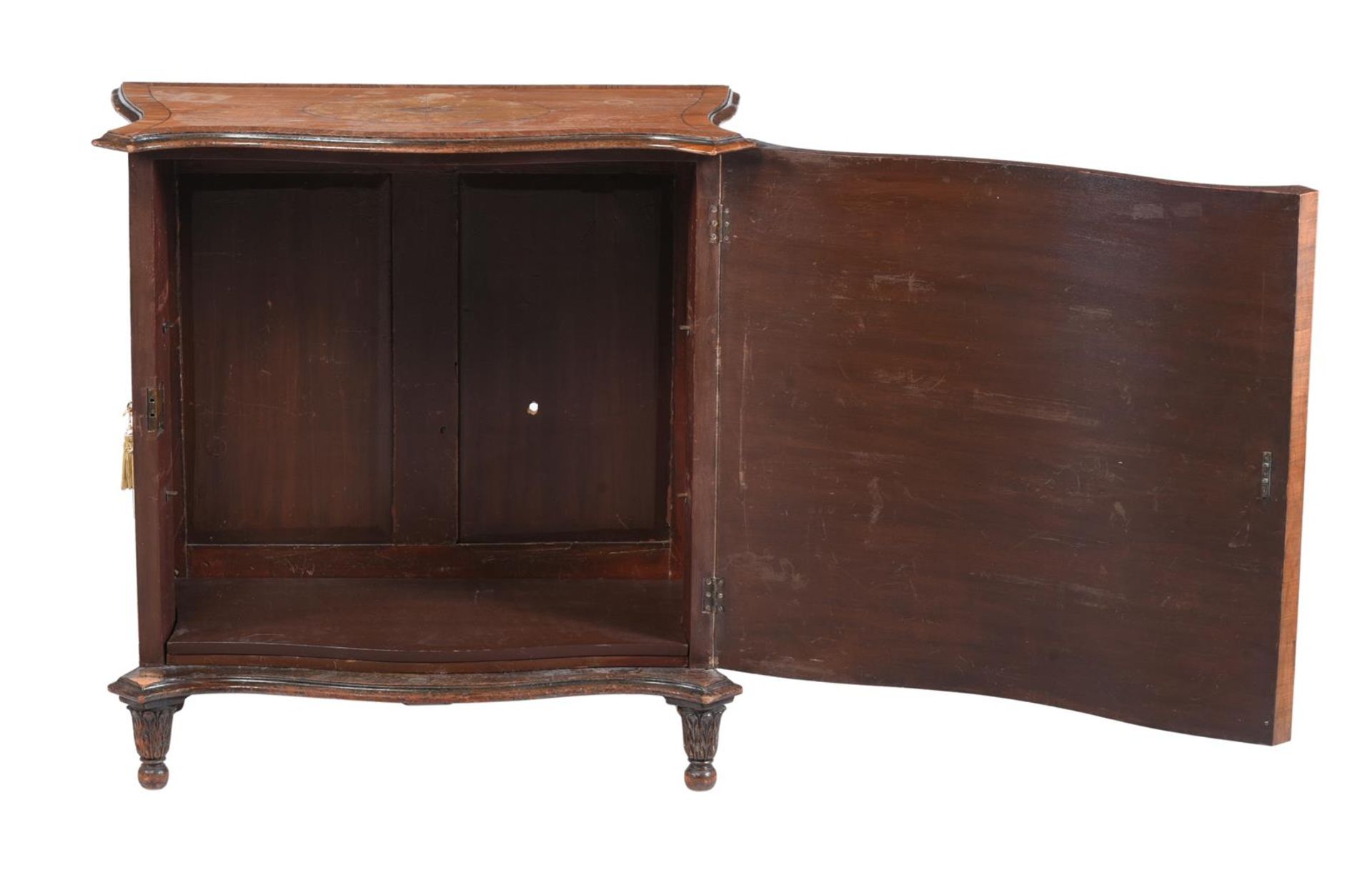 Y A GEORGE III SATINWOOD, TULIPWOOD AND MARQUETRY SERPENTINE SIDE CABINET - Image 4 of 4