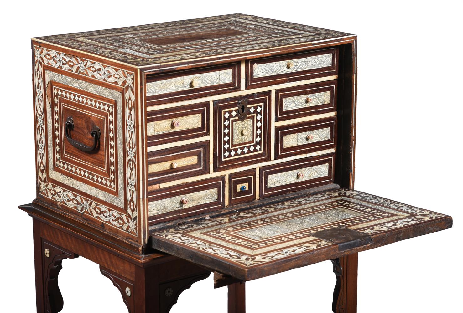 Y AN INDO-PORTUGUESE ROSEWOOD AND IVORY INLAID CABINET ON STAND, THE CABINET 17TH CENTURY - Image 3 of 3