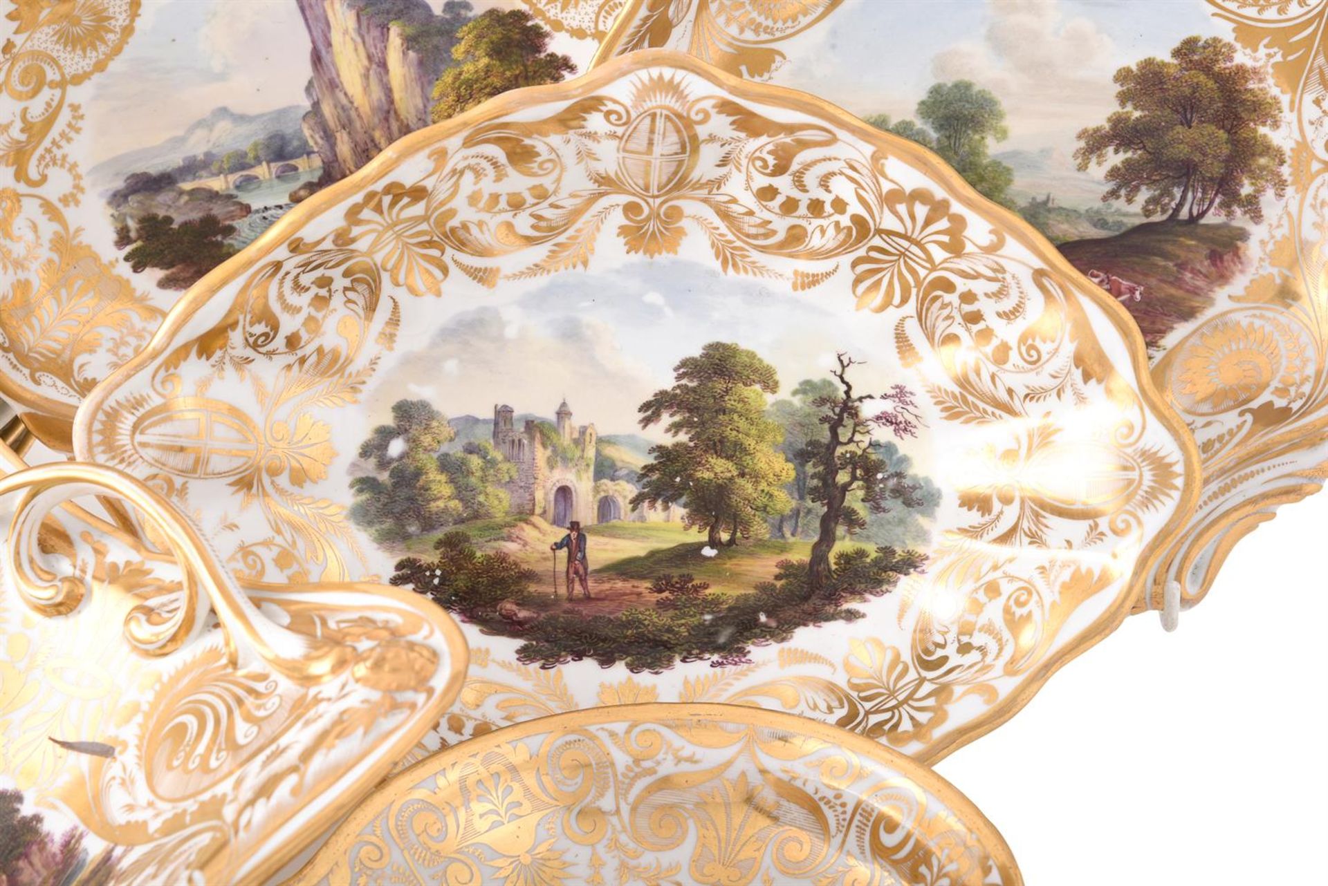 A DERBY PORCELAIN COMPOSITE TOPOGRAPHICAL PART DESSERT SERVICE, FIRST QUARTER 19TH CENTURY - Image 3 of 5