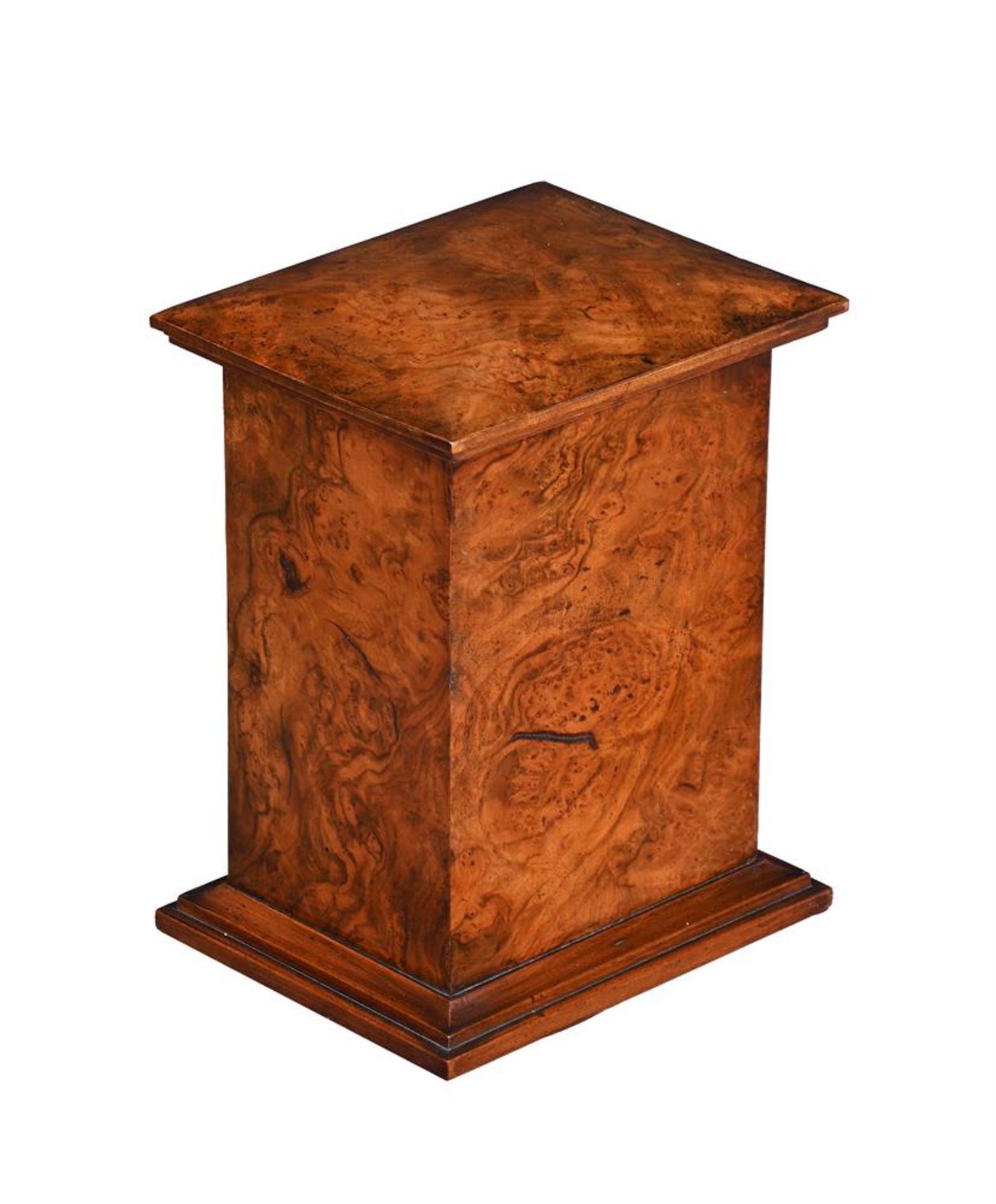 AN EDWARDIAN FIGURED WALNUT TABLE LETTER BOX, EARLY 20TH CENTURY - Image 3 of 3