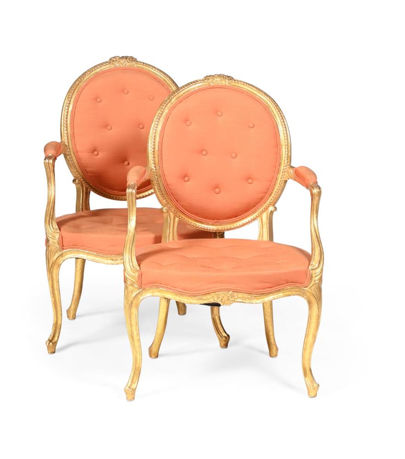 A PAIR OF GEORGE III CARVED GILTWOOD ARMCHAIRS, CIRCA 1770 - Bild 2 aus 2