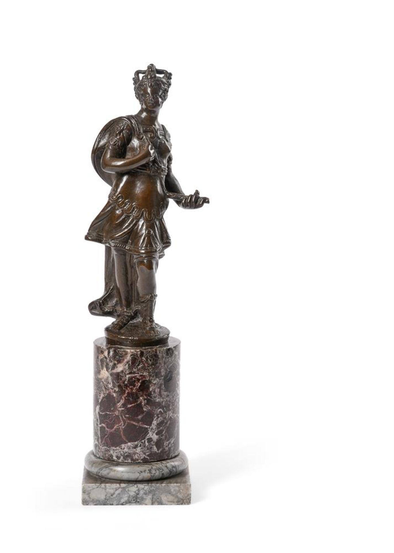 A VENETIAN BRONZE FIGURE OF JUNO, IN THE MANNER OF ASPETTI, 17TH CENTURY