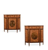 Y A FINE AND RARE PAIR OF GEORGE III SATINWOOD COMMODES, PROBABLY BY SEDDON, SONS & SHACKLETON