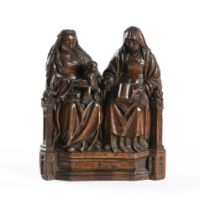 A CARVED OAK GROUP OF THE VIRGIN AND CHILD WITH SAINT ANNE 'ANNA SELBDRITT', ANTWERP