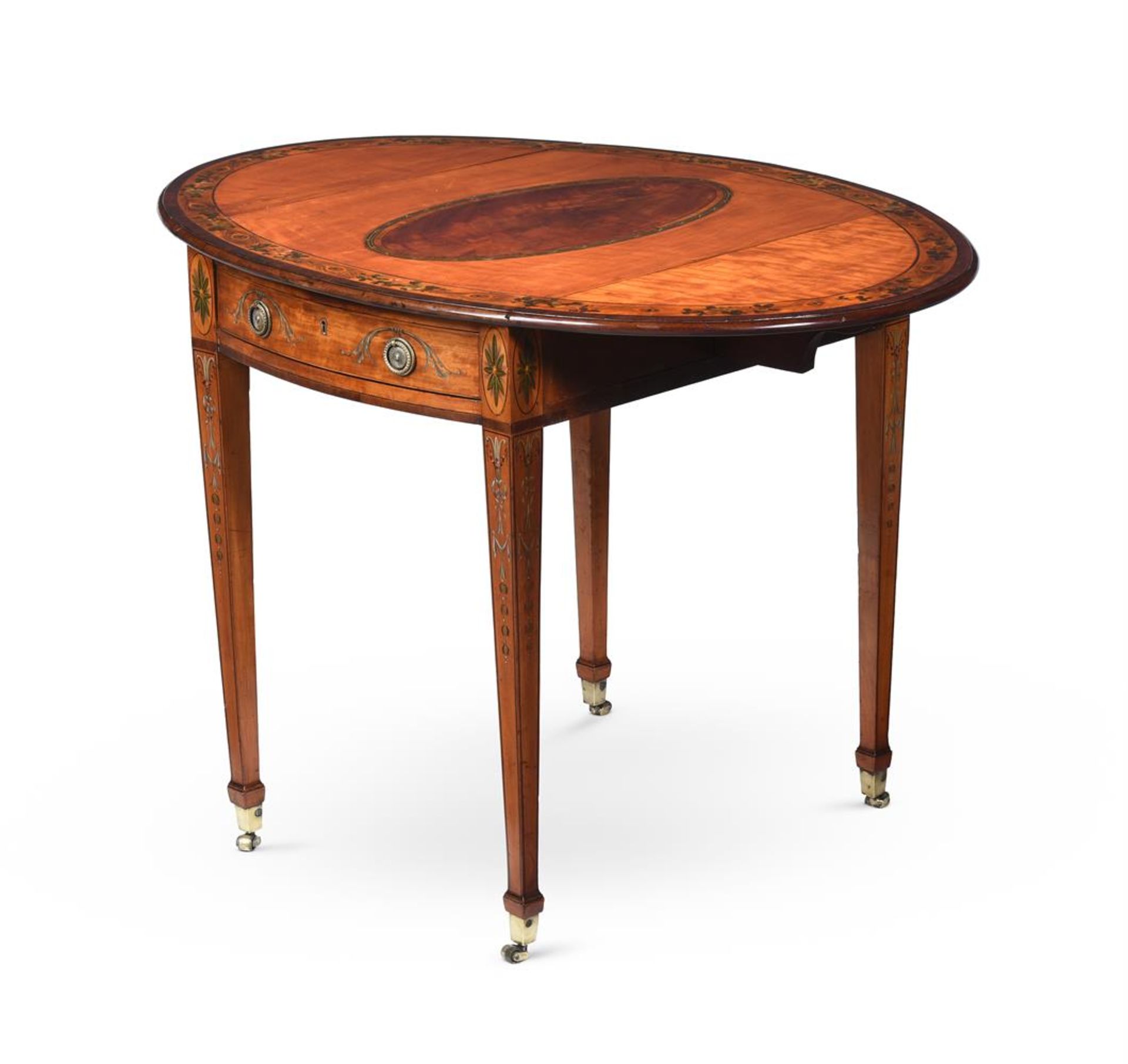 Y A GEORGE III SATINWOOD, MAHOGANY AND PAINTED PEMBROKE TABLE, CIRCA 1780 - Image 2 of 4
