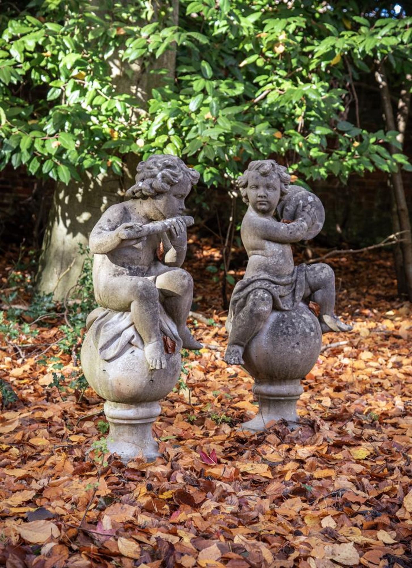 A PAIR OF COMPOSITION STONE FIGURAL FINIALS, IN THE 18TH CENTURY STYLE, MODERN - Image 3 of 3
