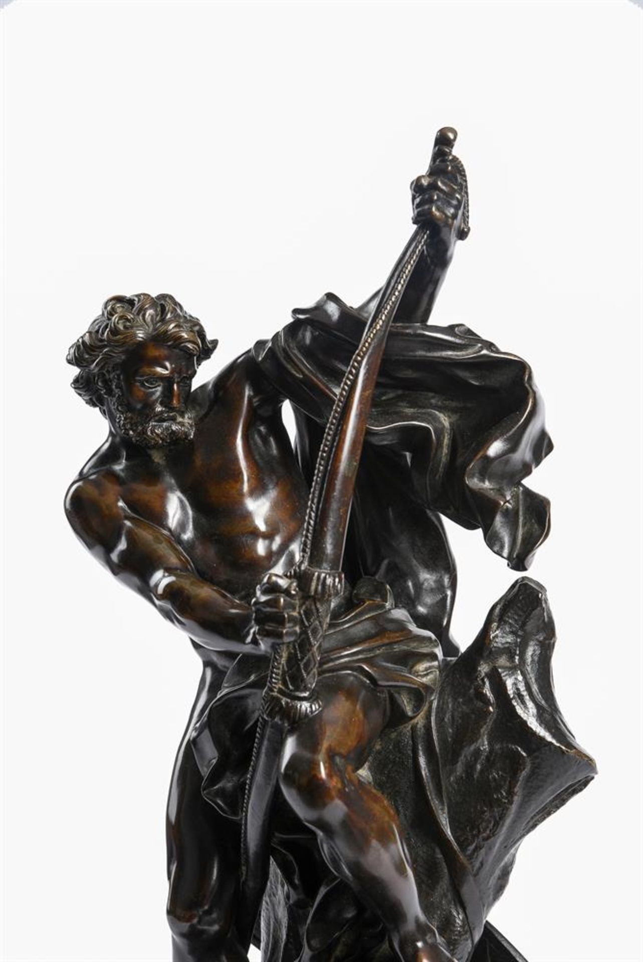 AFTER JACQUES BOUSSEAU (1681-1740), A BRONZE FIGURE OF ULYSSES STRINGING HIS BOW, LATE 19TH CENTURY - Image 2 of 3