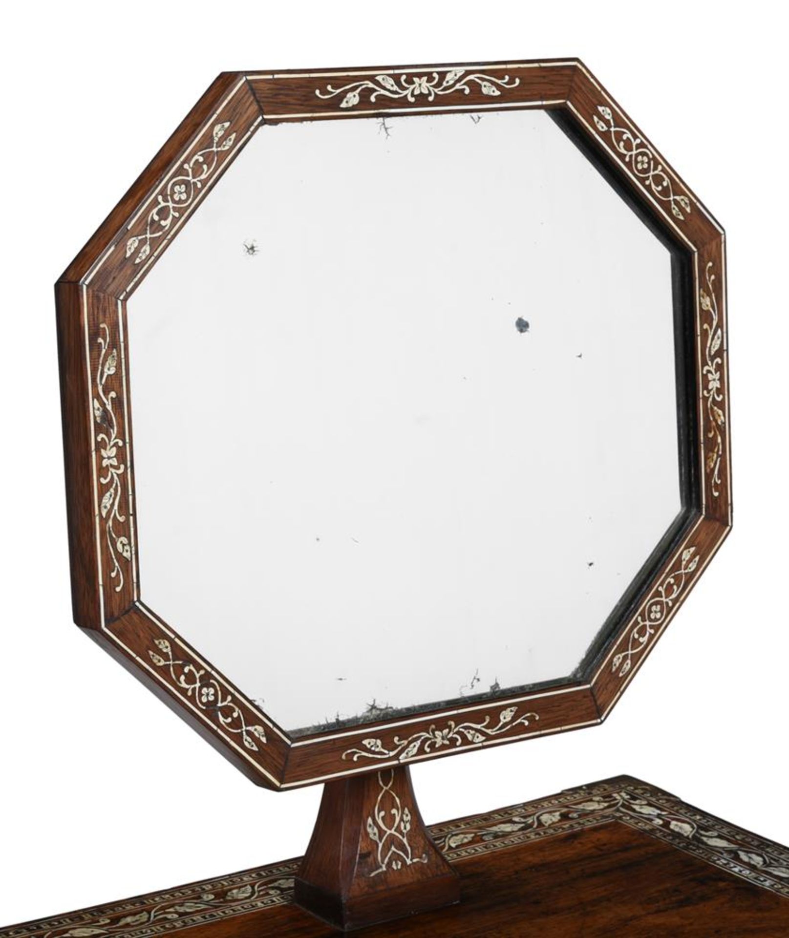 Y AN ANGLO-INDIAN ROSEWOOD, IVORY AND BONE DRESSING MIRROR, FIRST HALF 19TH CENTURY - Image 3 of 5
