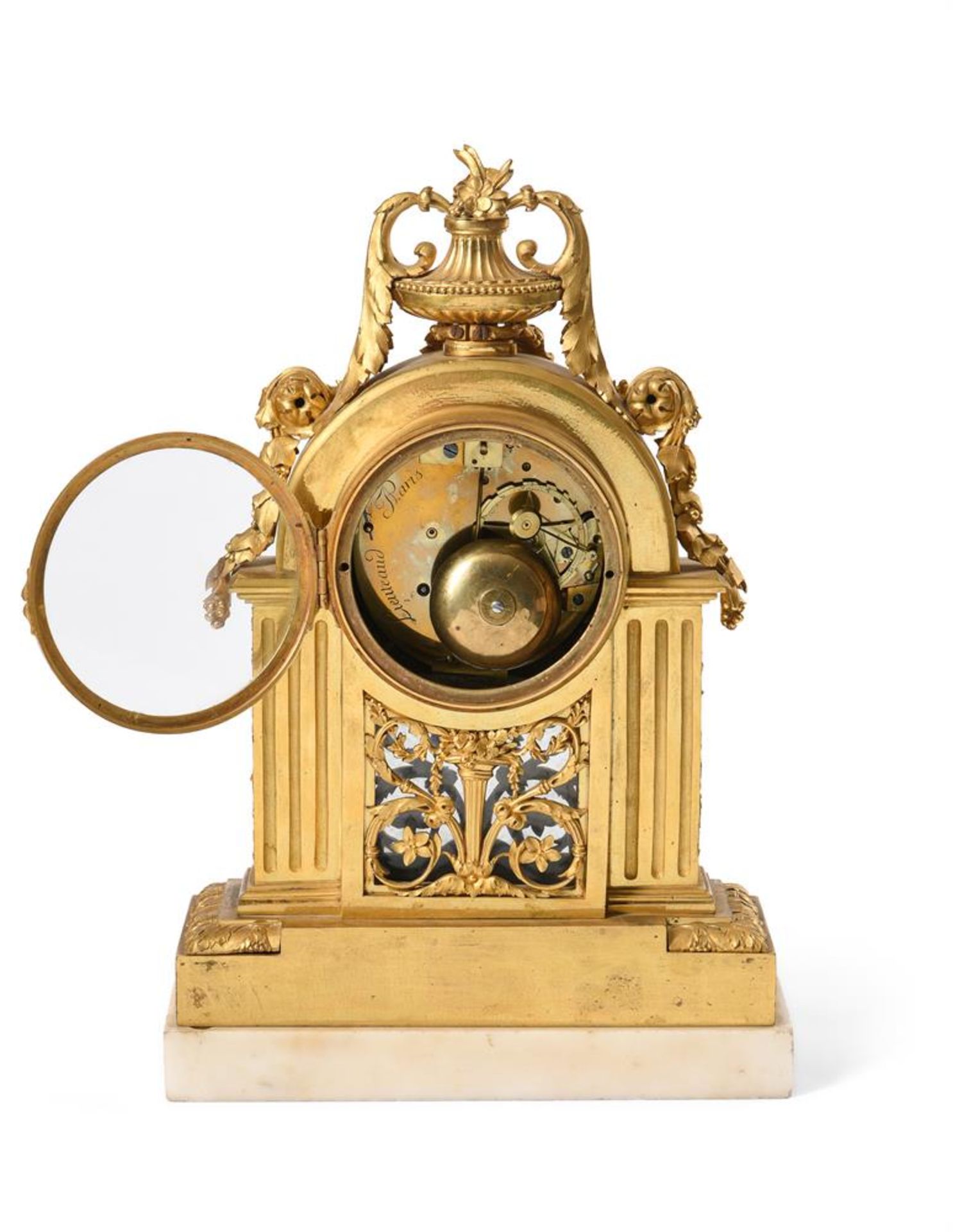 A LOUIS XVI ORMOLU AND WHITE MARBLE MANTEL CLOCK, CIRCA 1760-1780 - Image 3 of 3