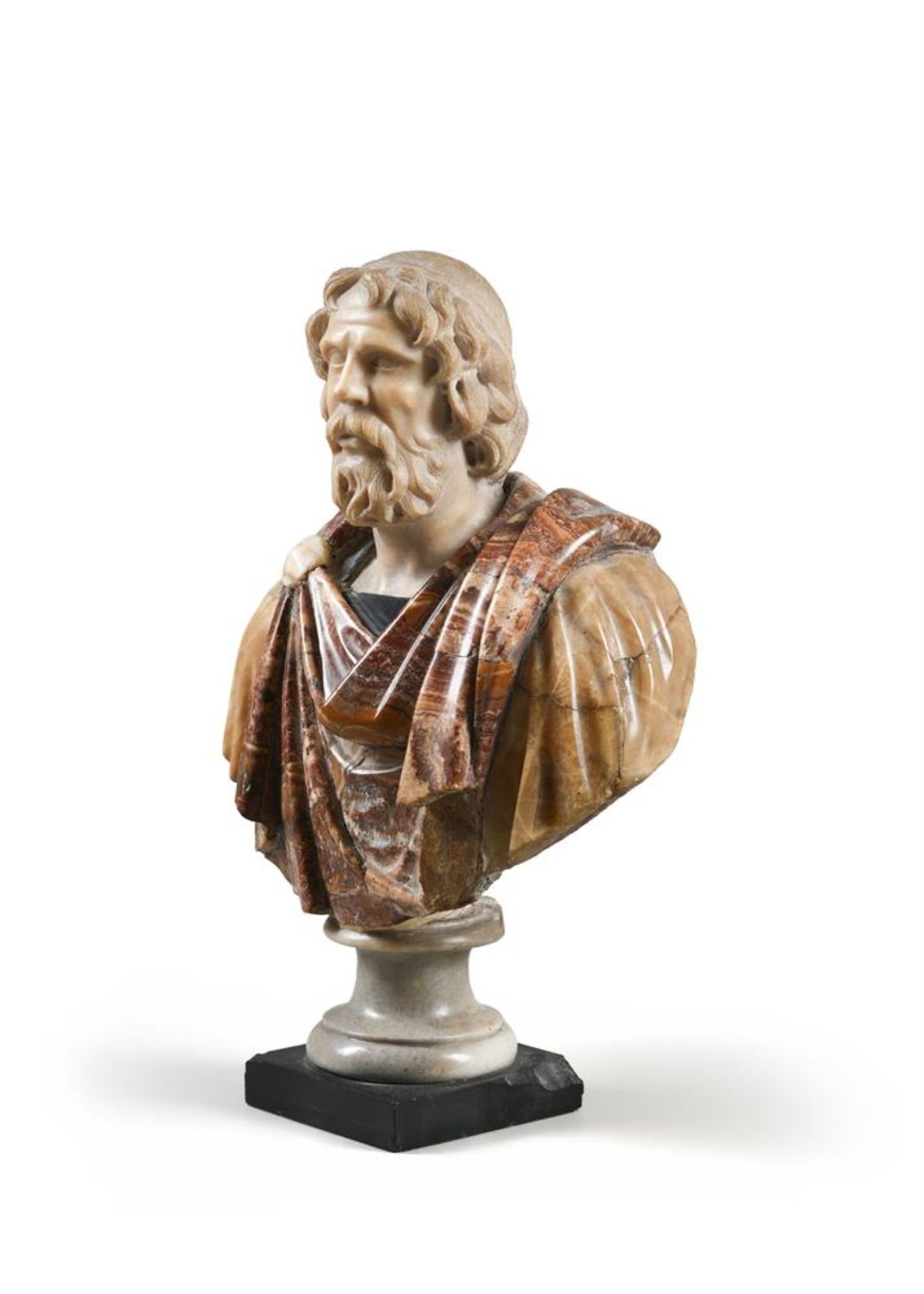 AFTER THE ANTIQUE, A MARBLE AND HARDSTONE CLASSICAL BUST, 19TH CENTURY AND LATER - Image 2 of 5