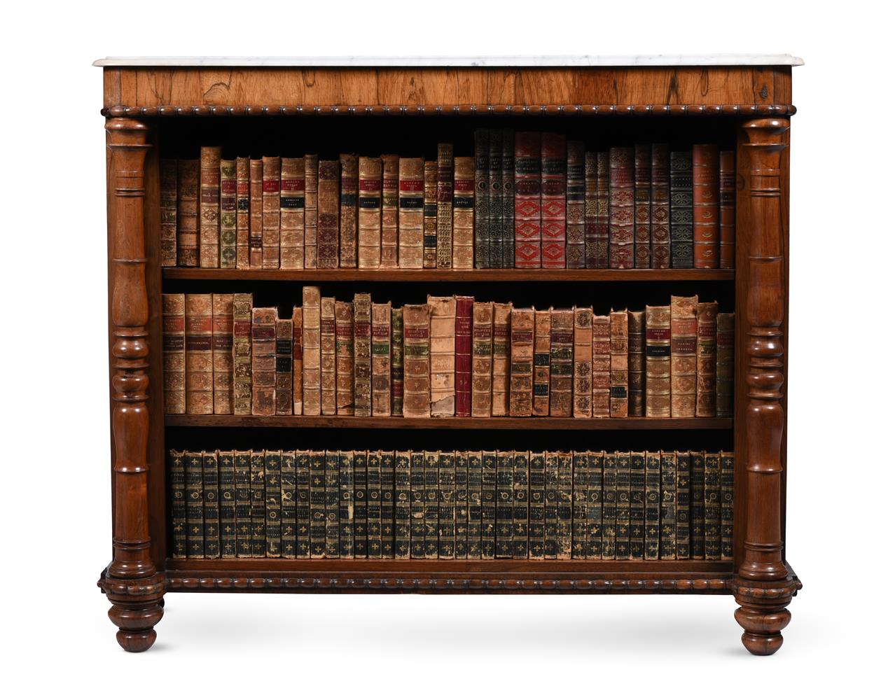 Y A WILLIAM IV ROSEWOOD AND MARBLE OPEN BOOKCASE, CIRCA 1835