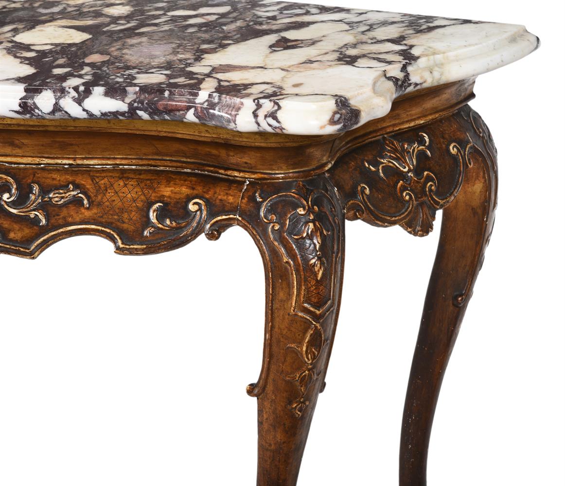 A GILTWOOD, GESSO AND MARBLE CONSOLE TABLE, IN 18TH CENTURY STYLE, 19TH CENTURY - Image 3 of 4