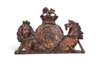 A CARVED SOFTWOOD ROYAL COAT OF ARMS, EARLY 19TH CENTURY