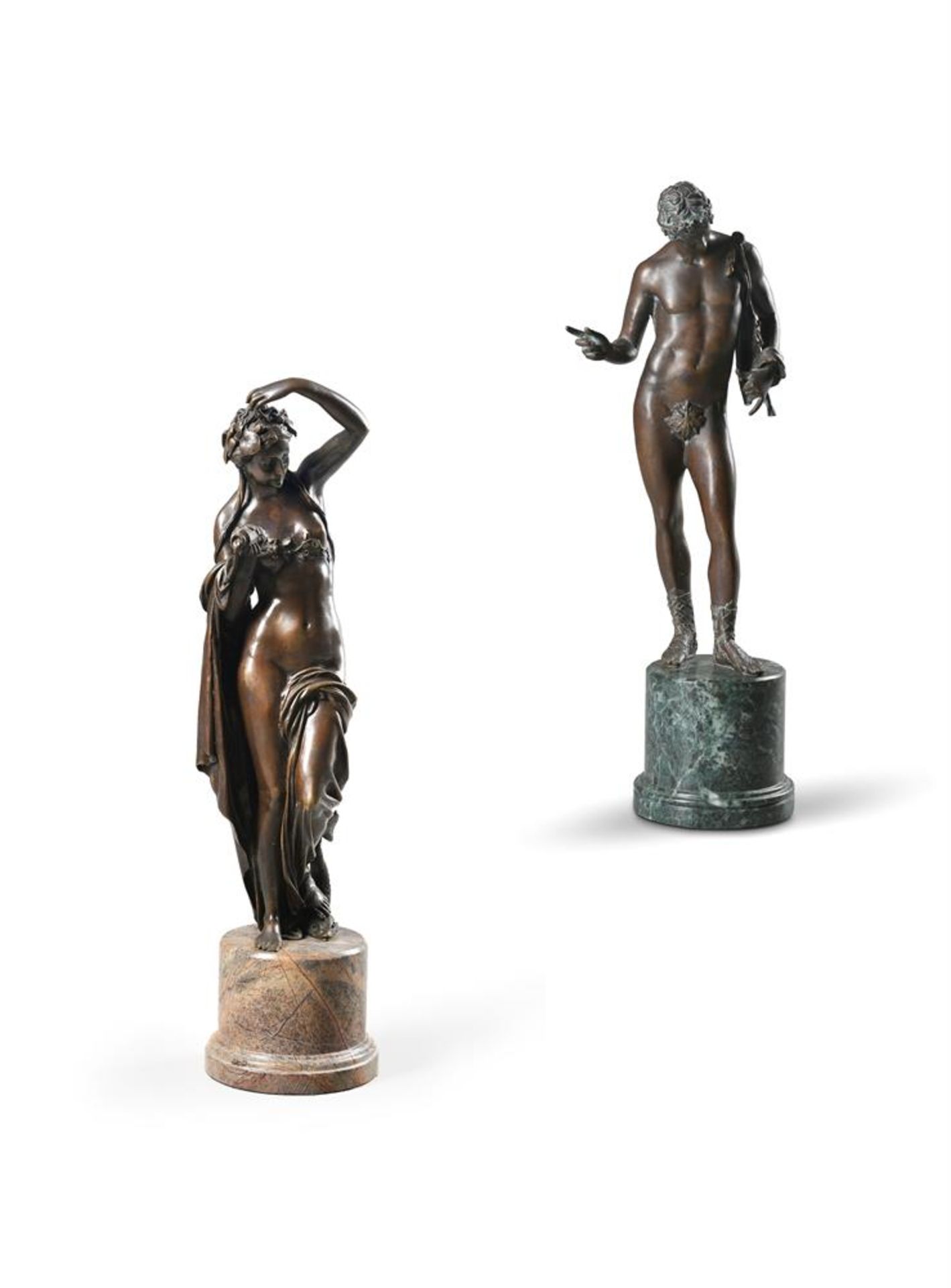AFTER THE ANTIQUE, TWO CONTINENTAL BRONZE FIGURES, MODERN