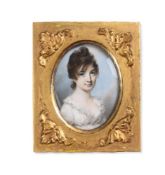 Y GEORGE ENGLEHEART (1750-1829), A PORTRAIT MINIATURE OF A YOUNG WOMAN