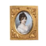 Y GEORGE ENGLEHEART (1750-1829), A PORTRAIT MINIATURE OF A YOUNG WOMAN