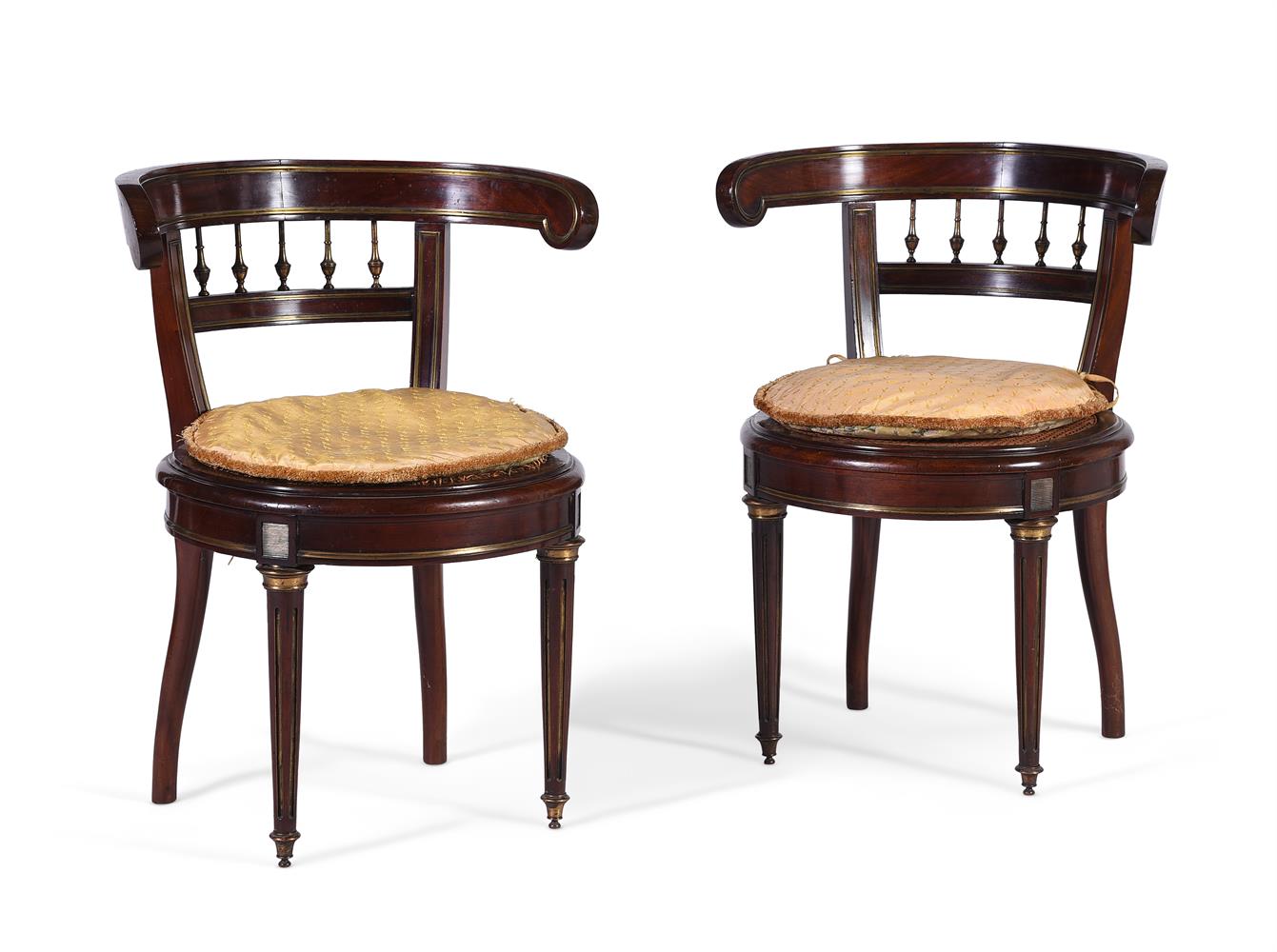 A PAIR OF FRENCH MAHOGANY AND GILT METAL MOUNTED CHAIRS, LATE 19TH CENTURY - Image 2 of 5