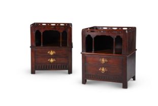 AN UNUSUAL PAIR OF GEORGE III MAHOGANY TRAY TOP BEDSIDE CUPBOARDS, CIRCA 1780