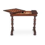 Y A GEORGE IV ROSEWOOD AND SIMULATED ROSEWOOD GAMES TABLE, ATTRIBUTED TO GILLOWS, CIRCA 1825