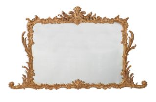 A LARGE GEORGE III CARVED GILTWOOD MIRROR, CIRCA 1780