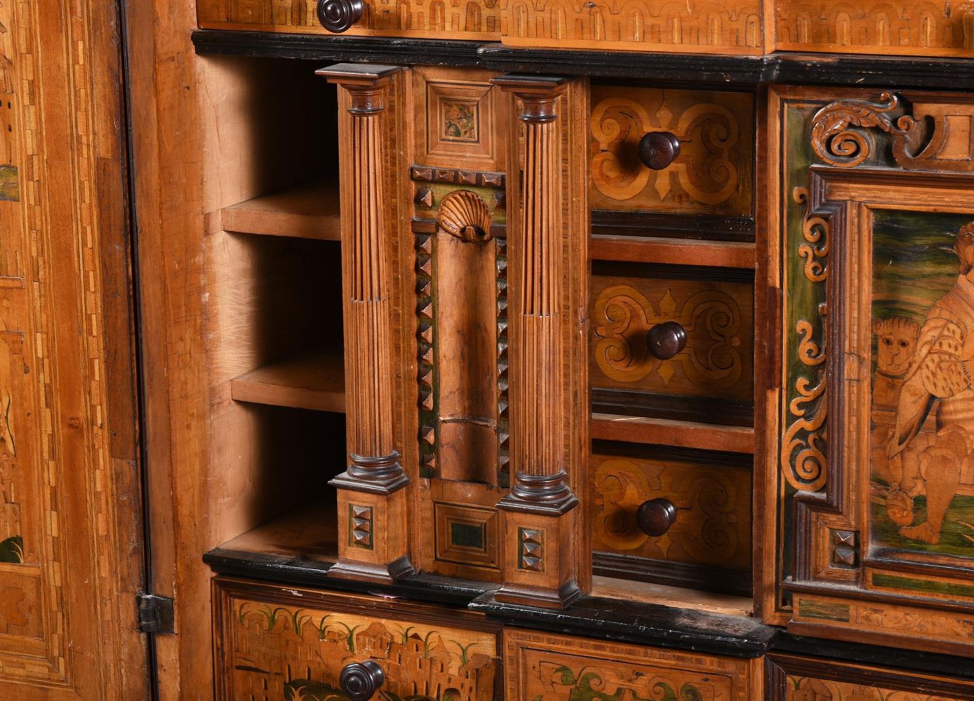 Y A SOUTH GERMAN SYCAMORE, FRUITWOOD AND SPECIMEN MARQUETRY COLLECTOR'S CABINET - Image 7 of 9