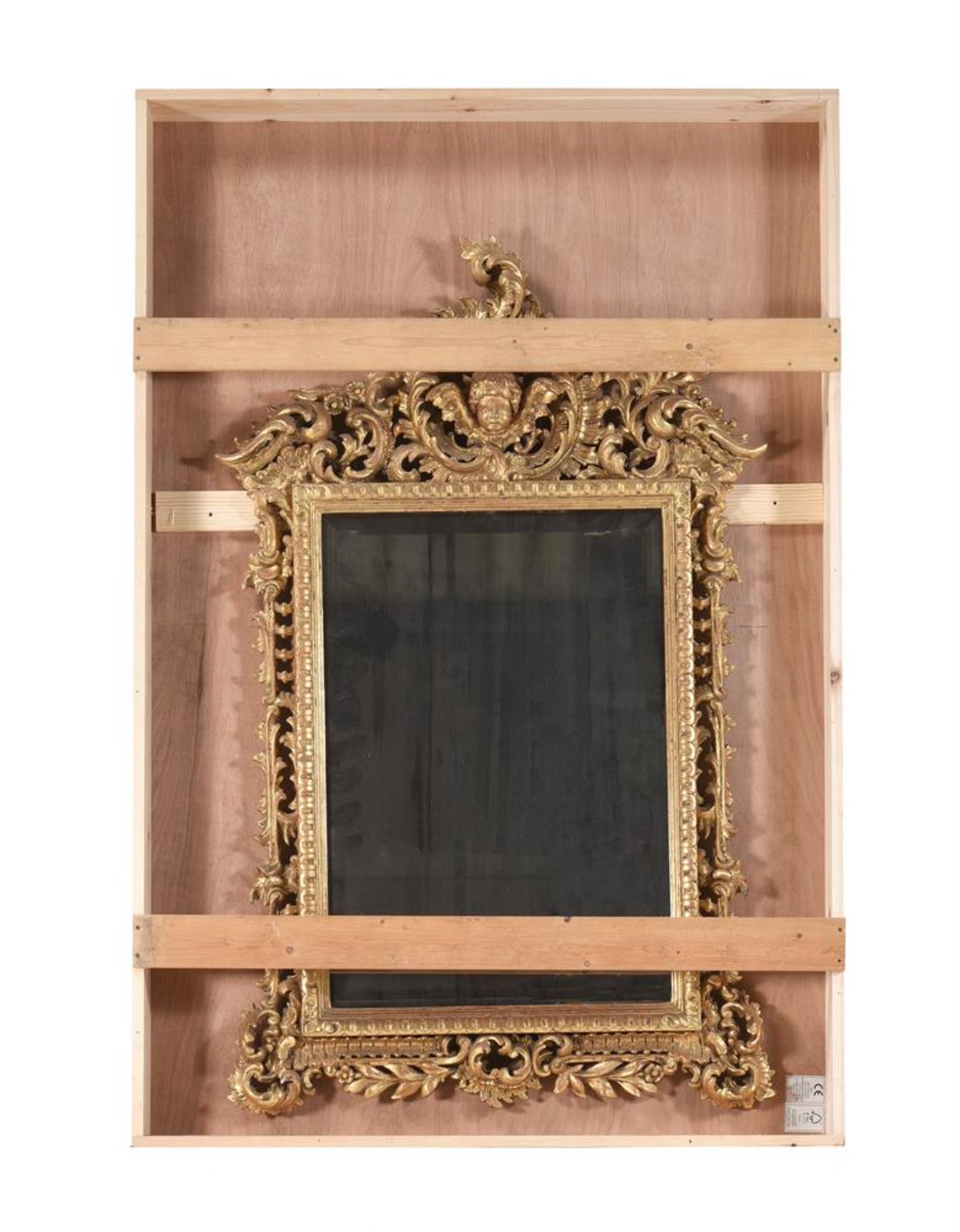 A CONTINENTAL CARVED GILTWOOD MIRROR, POSSIBLY ITALIAN, 19TH CENTURY - Image 4 of 4