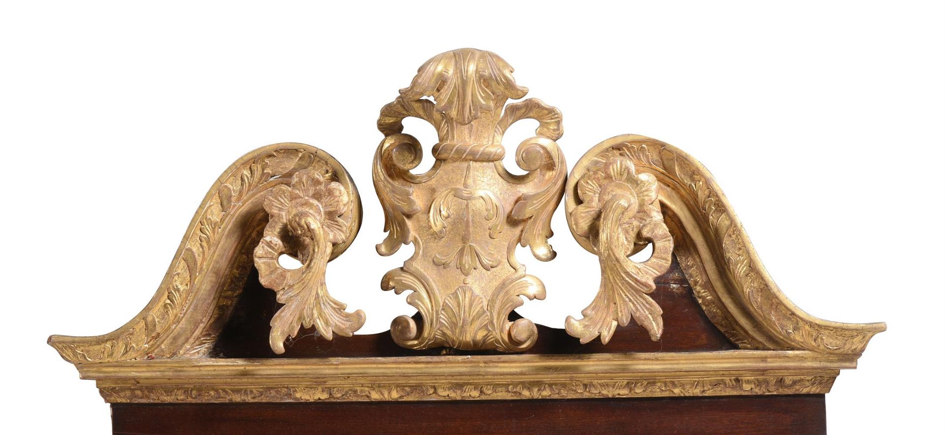A GEORGE II MAHOGANY AND PARCEL GILT MIRROR, MID 18TH CENTURY - Image 2 of 3