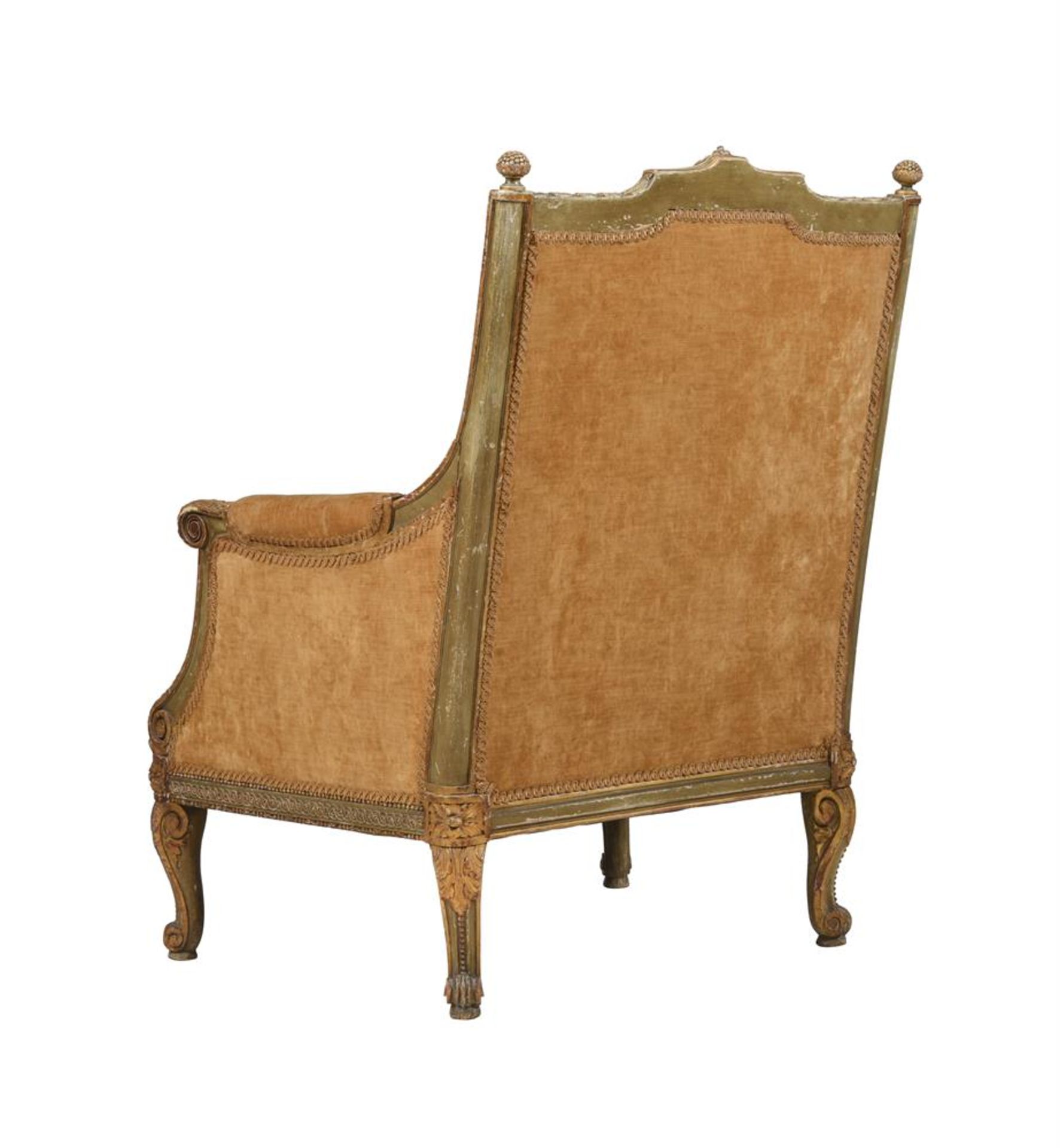 A LARGE PARCEL GILT, PAINTED AND UPHOLSTERED ARMCHAIR, IN THE MANNER OF GEORGES JACOB, 19TH CENTURY - Bild 7 aus 7