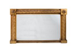 A LARGE REGENCY GILTWOOD AND GESSO OVERMANTLE MIRROR, CIRCA 1820