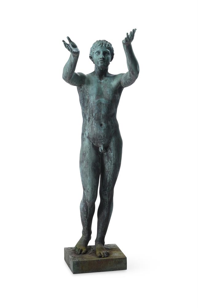 AFTER THE ANTIQUE, A LARGE GRAND TOUR BRONZE FIGURE OF THE PRAYING BOY, 19TH CENTURY - Image 2 of 4