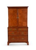 AN UNUSUAL YEW WOOD CABINET ON CHEST, 18TH CENTURY