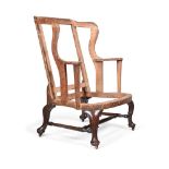 A GEORGE II MAHOGANY WING ARMCHAIR, MID 18TH CENTURY