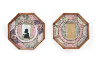 Y TWO SIMILAR SHELLWORK SAILOR'S VALENTINES, 19TH CENTURY