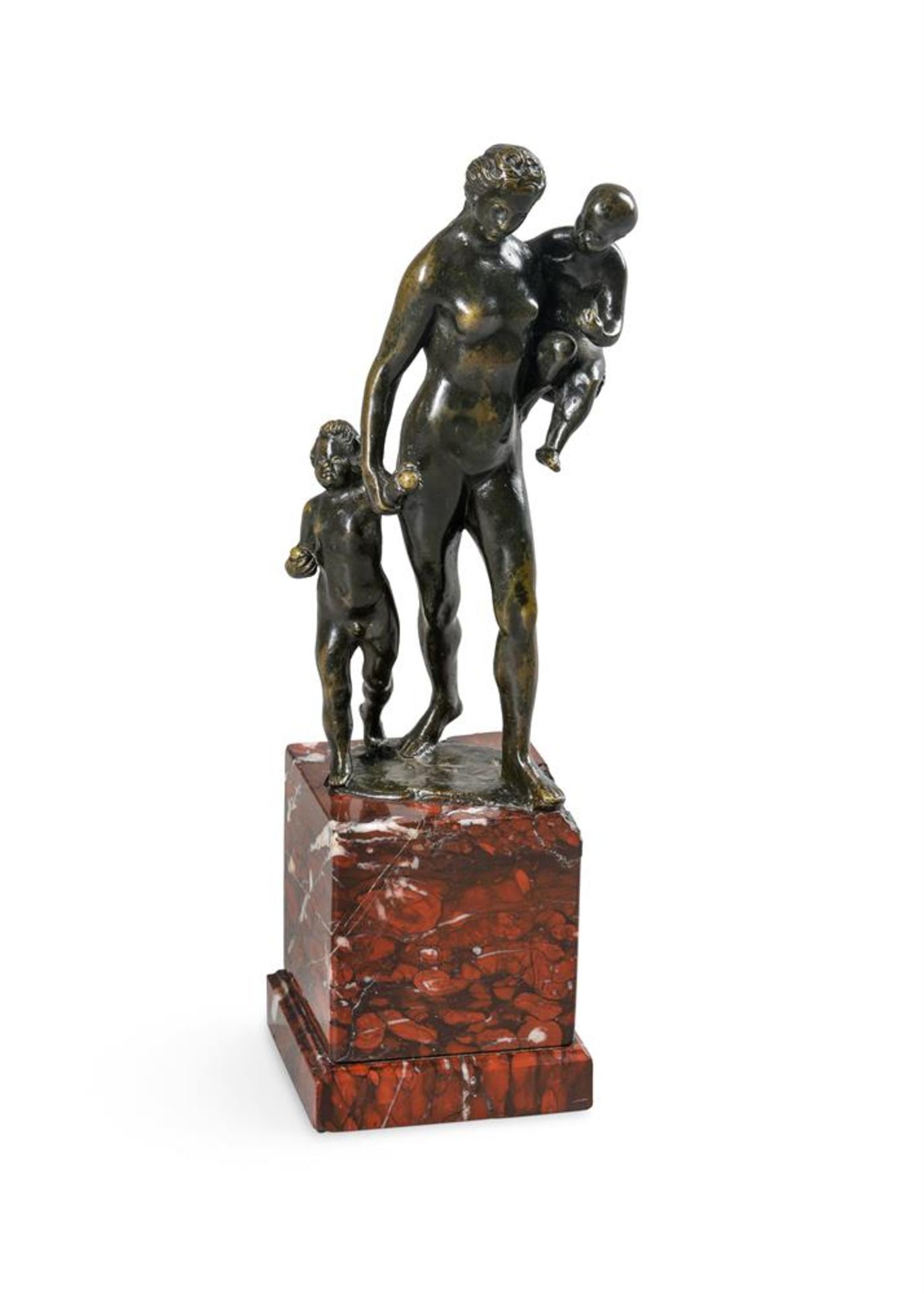 A BRONZE ALLEGORICAL GROUP EMBLEMATIC OF CHARITY, PROBABLY DUTCH, 17TH CENTURY